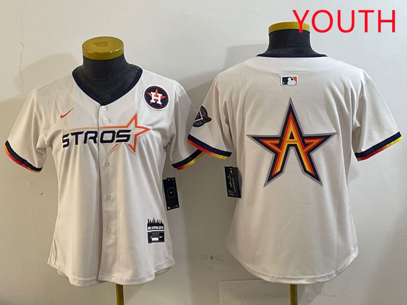Youth Houston Astros Blank Cream Three generations Joint Name 2025 Nike MLB Jersey style 4108->baltimore orioles->MLB Jersey